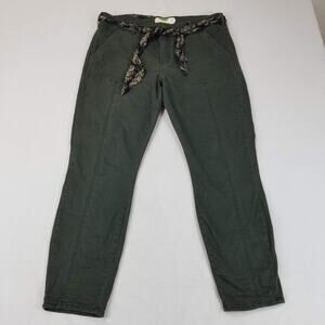 Anthropologie Pants Womens 33 Olive Green Utility Chino with Paisley Scarf Belt